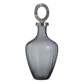 Jarrón Cristal Gris Metal Plata 23 X 23 X 47 Cm