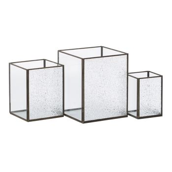 Portavelas Cristal Dorado Metal 18 X 18 X 22 Cm (3 Unidades)