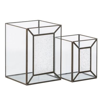 Portavelas Cristal Dorado Metal 17 X 17 X 30 Cm (2 Unidades) con