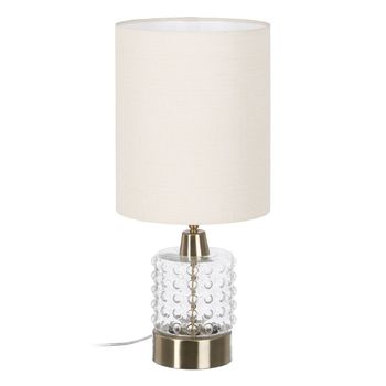 Lámpara de mesa 25*48 metal blanco y dorado envejecido tulipa beige cologne