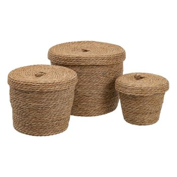 Cesta Multiusos 3 Piezas 28 X 28 X 36 Cm Natural Fibra Natural