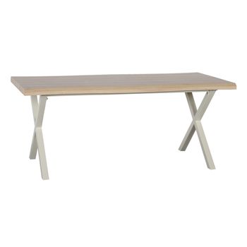 Mesa De Comedor Natural Metal 180 X 90 X 75 Cm Crema Dmf