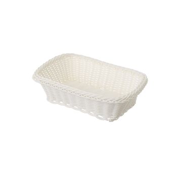 Cesta De Polietileno Blanca Trenzada Rectangular De 24x17x7cm