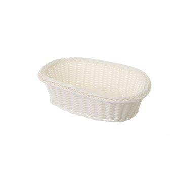 Cesta De Polietileno Blanca  Trenzada Oval De 25x16x7 Cm