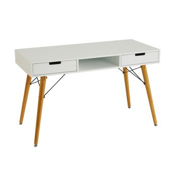 Mesa escritorio Shiro reversible blanco brillo 