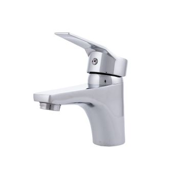 Grifo Lavabo Latón/Zinc, Negro, Agua Caliente-Fría, Latiguillos, Caño Bajo,  Monomando [QLI-FA-4105]