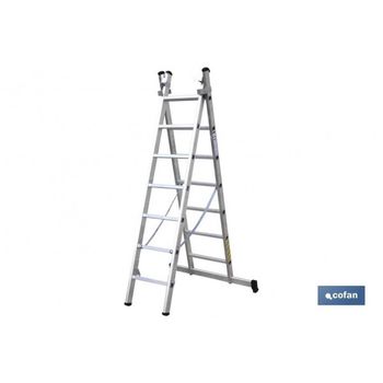 Escalera Profesional De Aluminio De Apoyo Extensible Con Barra  Estabiliadora 2 X 7 Peldaños Serie Top con Ofertas en Carrefour