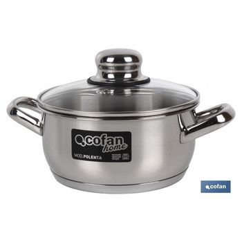 Cacerola Inox Induc.2.6l Modelo Polenta T/ Vidrio Ø200 Mm