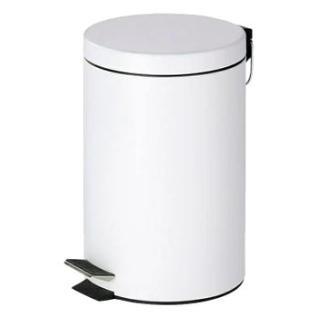 Cubo De Basura Con Pedal Acero Inoxidable Blanco Brillo 3l