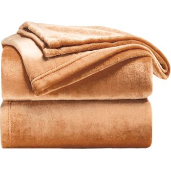 Mantas Para Sofá De Terciopelo Tacto Suave 100% Microfibra 130x160 Cm Camel