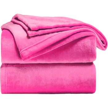 Mantas Para Sofá De Terciopelo Tacto Suave 100% Microfibra 160x220 Cm Rosa Chicle