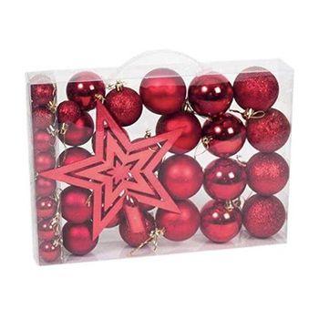 Pack De 42 Adornos Navideños Para El Árbol Mas 1 Estrella Rojo