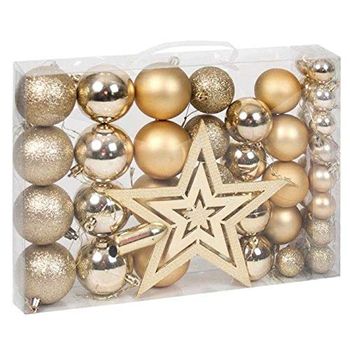 Pack De 42 Adornos Navideños Para El Árbol Mas 1 Estrella Dorado