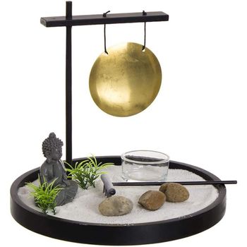 Jardín Zen Decorativo Buda Con Gong Y Arena 20 X 20 X 18 Cm