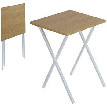 Mesa Plegable Estructura De Acero Tablero De Madera Mdf 48x48x65 Cm