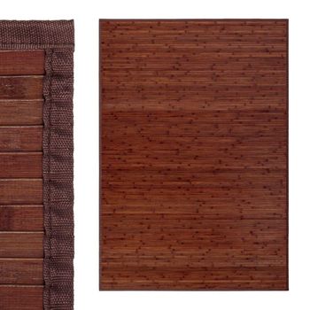 Alfombra de bambú natural de 0.6 in de grosor para interiores y exteriores,  borde sólido con borde para baño, entrada, cocina (color marrón claro