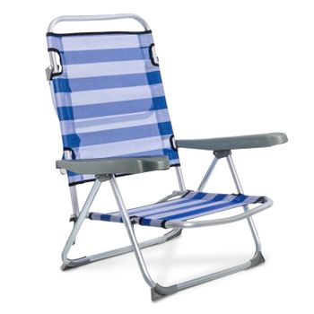 Silla de Playa Cama Plegable Solenny Reclinable con Respaldo Bajo y Asas  81x62x86 cm 4 Posiciones