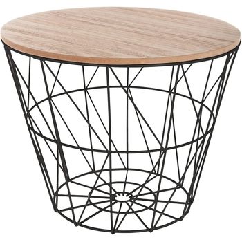 Mesa Auxiliar Estructura Metalica Y Tapa De Madera Extraible Ø38x30,5 Cm