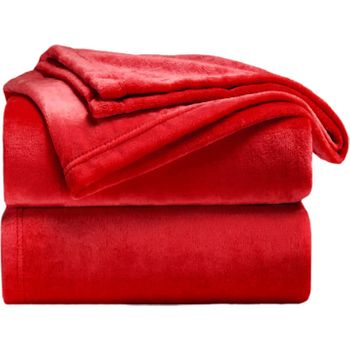 Mantas Para Sofá De Terciopelo Tacto Suave 100% Microfibra 160x220 Cm Rojo