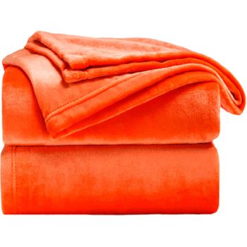 Mantas Para Sofá De Terciopelo Tacto Suave 100% Microfibra 160x220 Cm Naranja