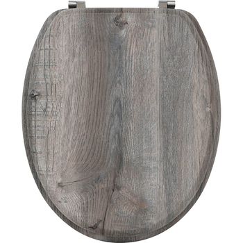 TIENDA EURASIA - Tapa WC Universal Semidura, Bisagras Tapa WC de Acero, Tapadera  WC Universal de 43,5 x 37,5 cm, Tapa de WC de Madera de Densidad Media, Tapa  Inodoro (Plata) 