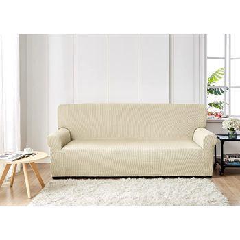 Funda Para Sofa Universal Elastica Con Sujeccion Ajustable 2 Plazas Crudo