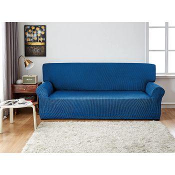 Funda Para Sofa Universal Elastica Con Sujeccion Ajustable 2 Plazas Azul