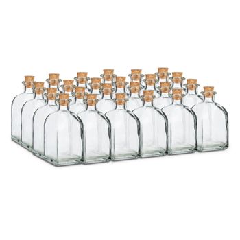 Pack 24 Botellas De Cristal Frasca, Tapon Corcho, Transparente, 125 Ml
