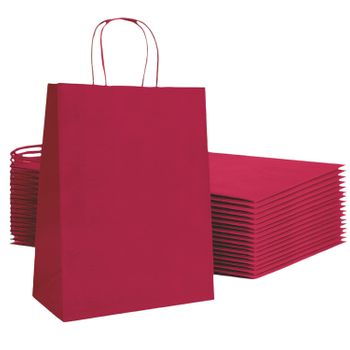 Pack 25 Bolsas De Papel Kraft Regalo Con Asa 32x41 +12 Cm Rojo