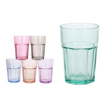 Pack 6 Vasos De Cristal De Colores 34,5 Cl, Largue, Relieve Color