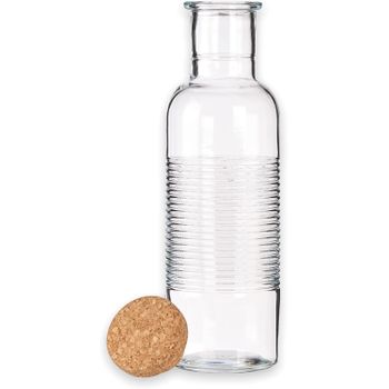 Botella De Agua Con Tapa De Corcho De Cristal 1l 8,5x8,5x29,5cm