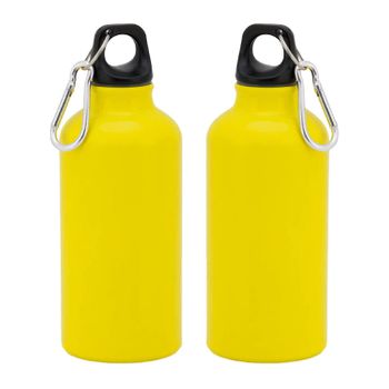 Pack 2 Botellas Tapón De Seguridad Y Mosqueton De Aluminio 400 Ml