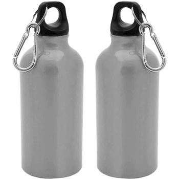 Pack 2 Botellas Tapón De Seguridad Y Mosqueton De Aluminio 400 Ml