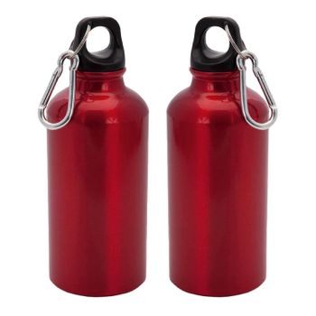 Pack 2 Botellas Tapón De Seguridad Y Mosqueton De Aluminio 400 Ml