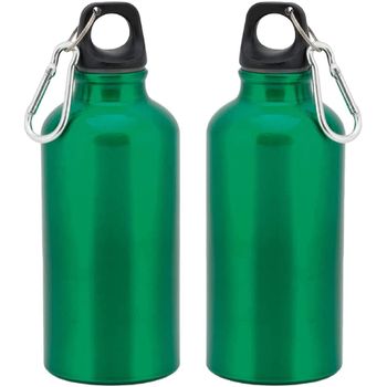 Pack 2 Botellas Tapón De Seguridad Y Mosqueton De Aluminio 400 Ml
