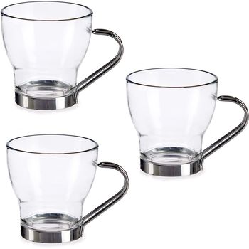 Pack De 3 Tazas De Cafe Originales De Cristal 200 Ml 19x8x10 Cm