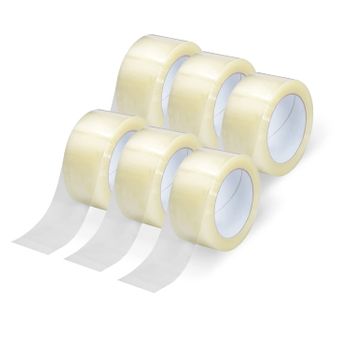 Pack 6 Rollos De Cinta De Embalar Resistente Transparente 100m