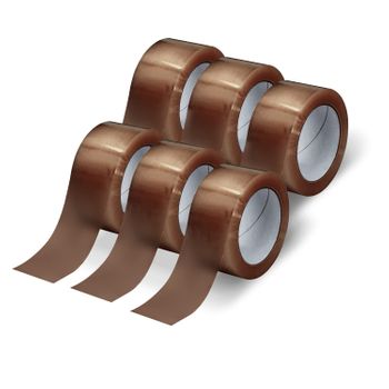 Pack 6 Rollos De Cinta De Embalar Resistente Marron Transparente 40m