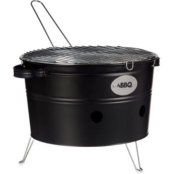 Barbacoa portátil plegable rectangular negra 45x29x30 cm Aktive