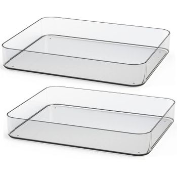 Pack De 2 Bandejas Organizadoras Plastico 32 X 25 X 5 Cm Transparente