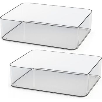 Pack De 2 Bandejas Organizadoras Plastico 32 X 25 X 9 Cm Transparente