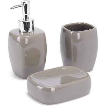 Set 3 Accesorios De Baño Dispensador Vaso Y Jabonera Ceramica