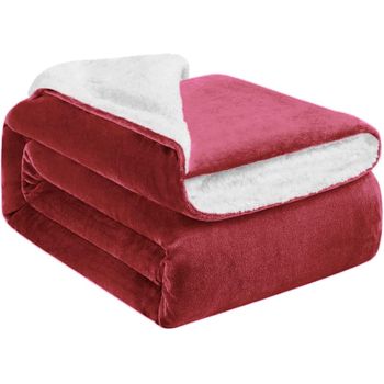 Manta Polar Suave Invierno Borreguito Para Sofa Y Sobrecama 125x160 Cm Rojo