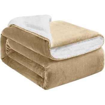 Manta Polar Suave Invierno Borreguito Para Sofa Y Sobrecama 130x170 Cm Beige