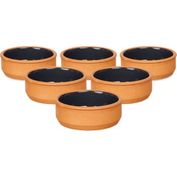 Set De 6 Cazuelas Aptas Para El Horno Y Lavavajillas De Barro Ø12x5 Cm