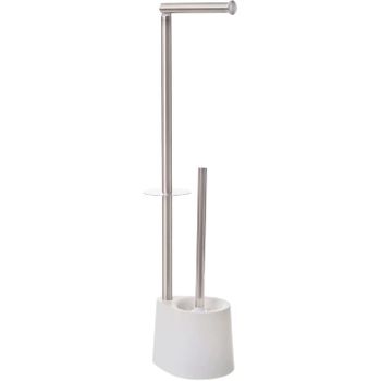 Escobillero Y Portarrollos Para Baño Acero Inox Y Plástico 16x13x65 Cm