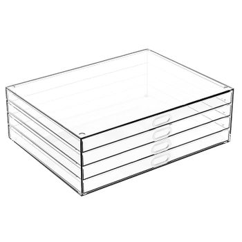 Cajonera Transparente Modular Plástico 4 Cajones 34x26x11 Cm