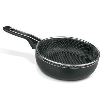 Sartén Freidora Inducción, 20 cm, Cestillo Acero Inox., Antiadherente  Ecológico sin PFOA, Wecook, Negro, , Ecogreen