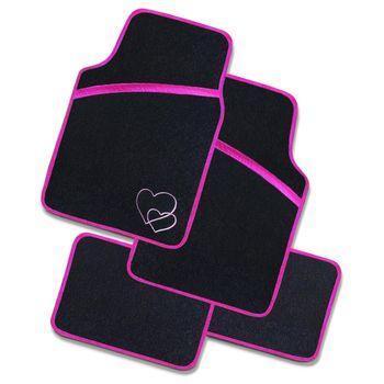 Alfombrillas De Coche 4 Pzs Antideslizantes De Moqueta 40x61cm/25x38cm Fucsia