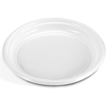 Platos Hondos Redondos 100 Unidades De Plastico Ø20.5 Cm Blancos